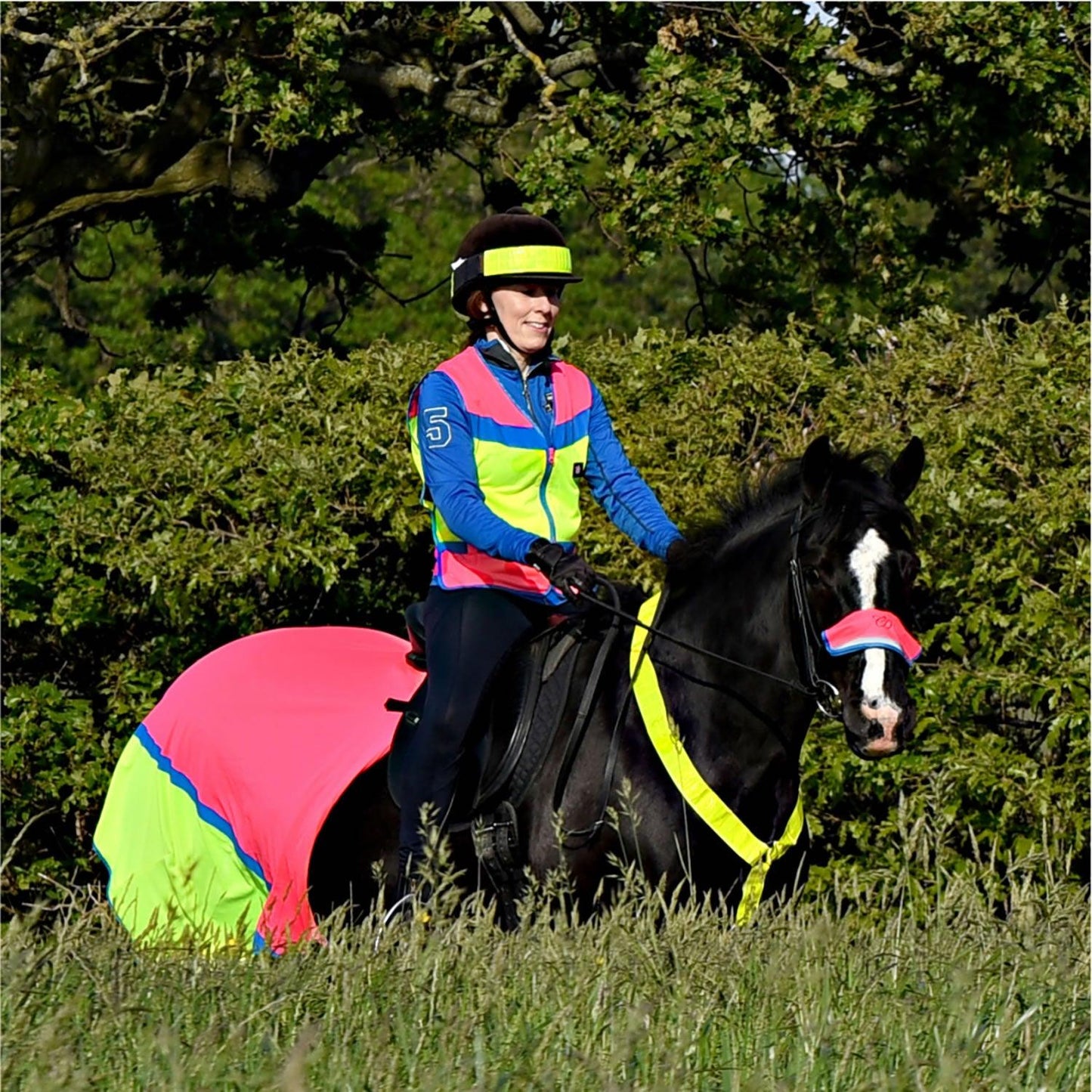 EQUISAFETY BREATHABLE MESH QUARTER SHEET PINK/YELLOW - Ormskirk Pets