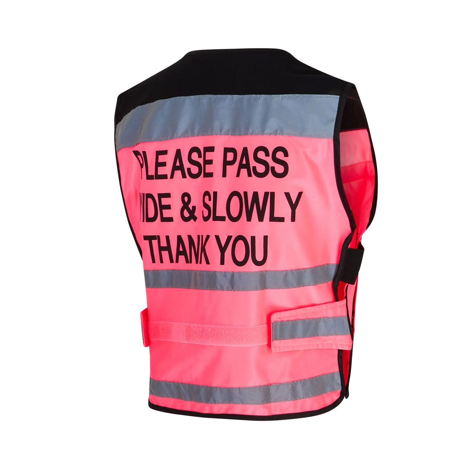 EQUISAFETY AIR WAISTCOAT PLEASE PASS WIDE & SLOWLY PINK - Ormskirk Pets