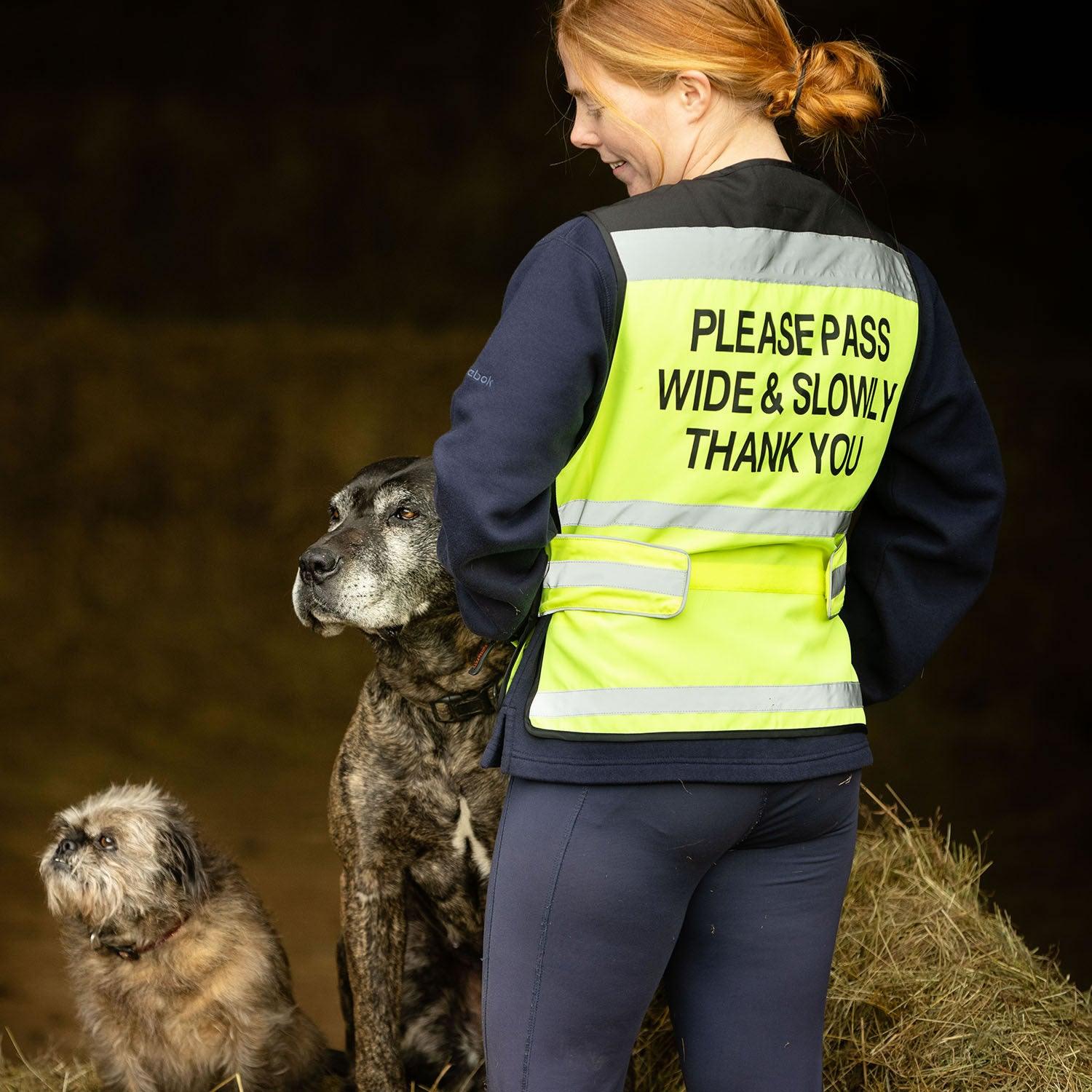 EQUISAFETY AIR WAISTCOAT PLEASE PASS WIDE & SLOWLY YELLOW - Ormskirk Pets