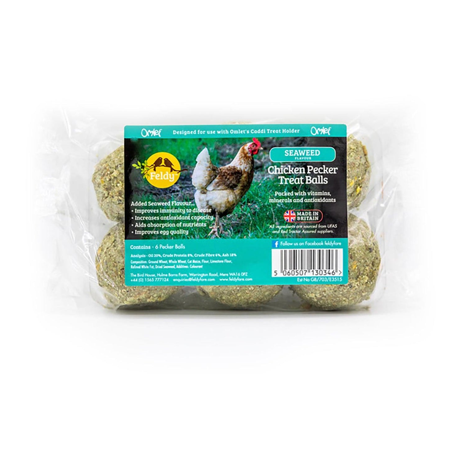 Feldy Chicken Pecker Treat Balls 6 Pack Seaweed - Ormskirk Pets