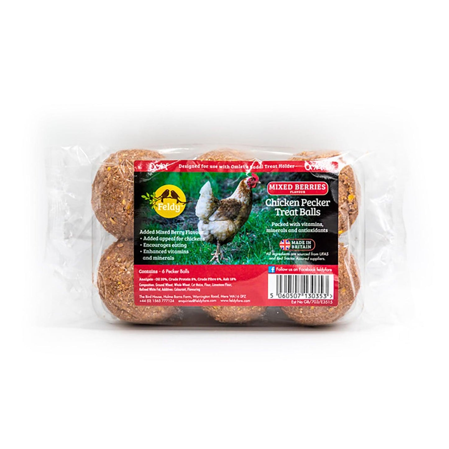 Feldy Chicken Pecker Treat Balls 6 Pack Mixed Berries - Ormskirk Pets