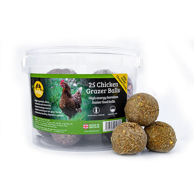 FELDY CHICKEN PECKER TREAT BALLS   GRAZER 25 TUB