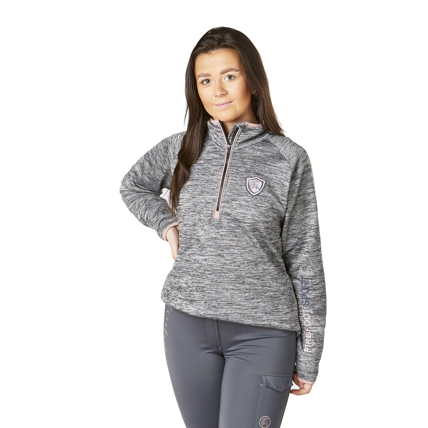 Firefoot Half Zip Sport Top Ladies Grey Marl/Rose Gold Large - Ormskirk Pets