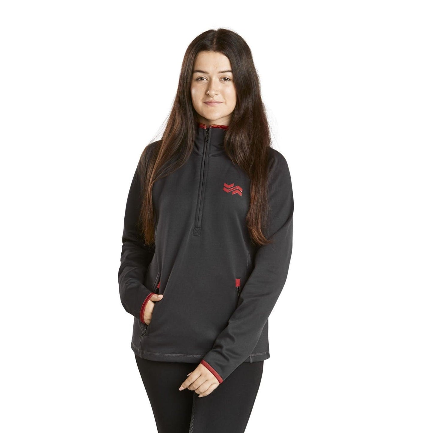 FIREFOOT HALF ZIP TOP LADIES GREY/MERLOT - Ormskirk Pets