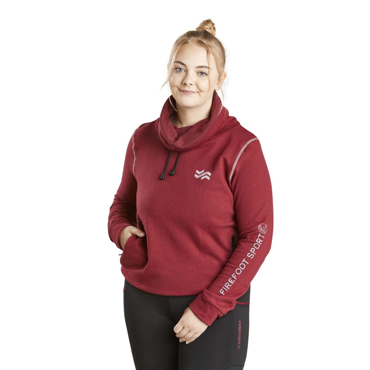 FIREFOOT ROLLED NECK TOP LADIES MERLOT/GREY - Ormskirk Pets