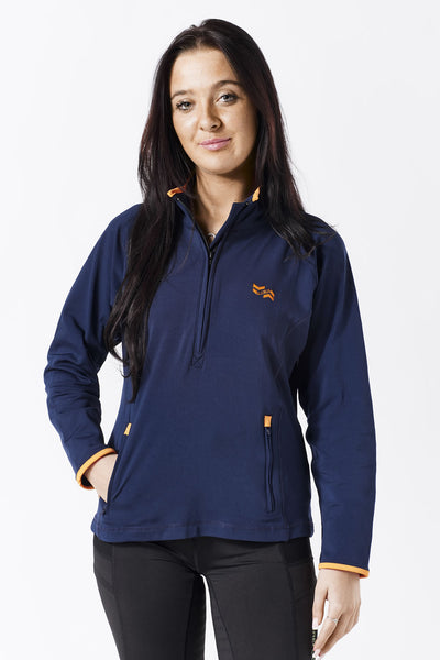 FIREFOOT HALF ZIP TOP LADIES NAVY/ORANGE