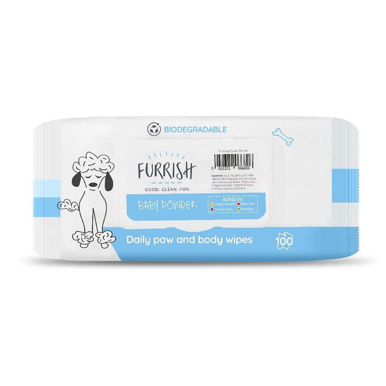 Furrish Daily Paw & Body Wipes Baby Powder 100 Pack - Ormskirk Pets