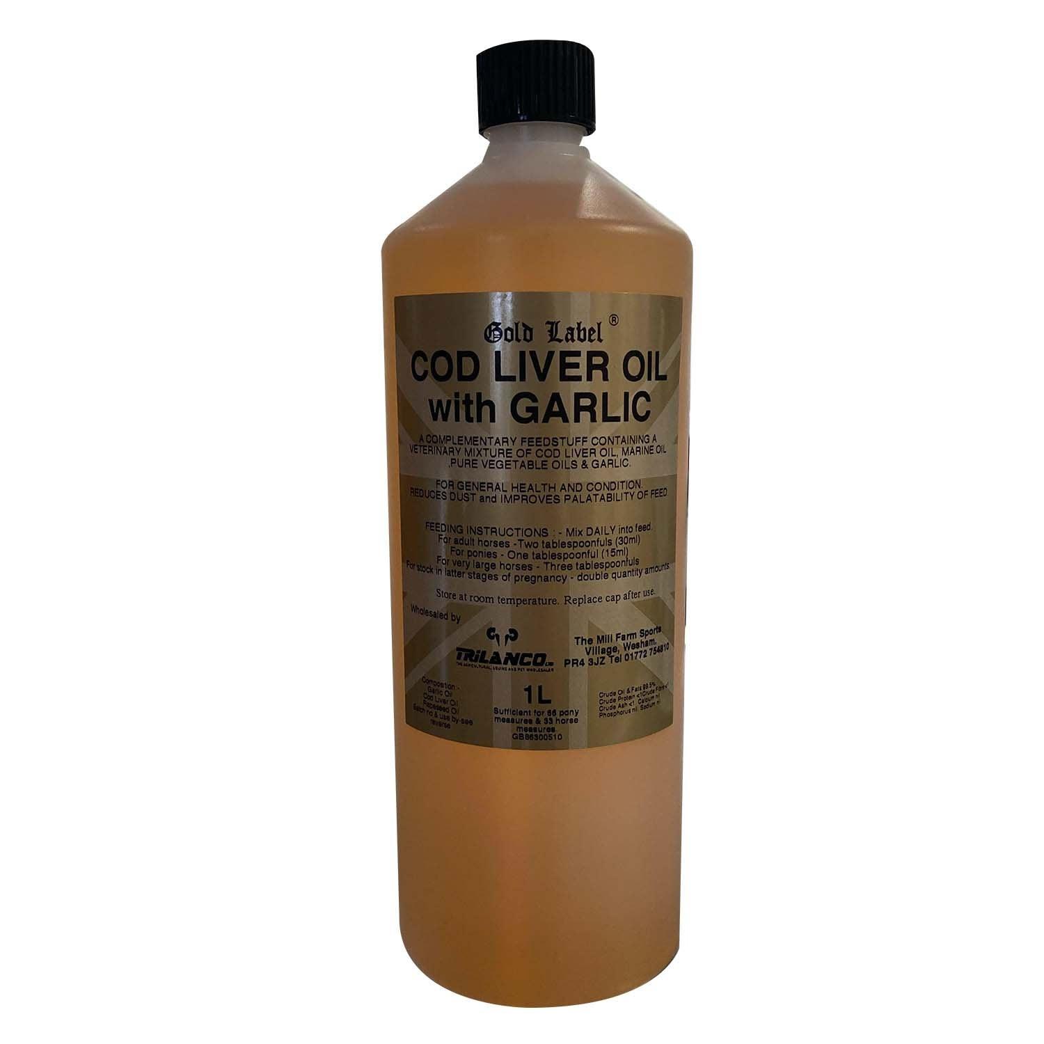 Gold Label Cod Liver Oil With Garlic 1Ltr - Ormskirk Pets