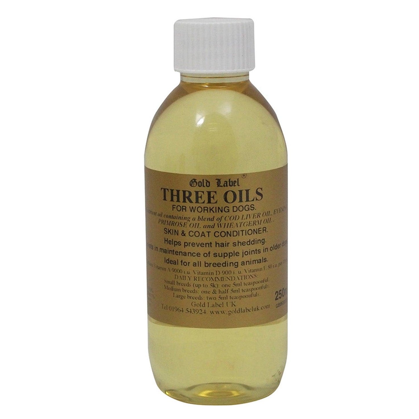 Gold Label Canine Three Oils 250Ml - Ormskirk Pets