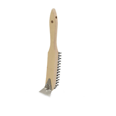 HILLBRUSH TRADE WIRE SCRATCH BRUSH WITH SCRAPER  STEEL STIFF 308 MM