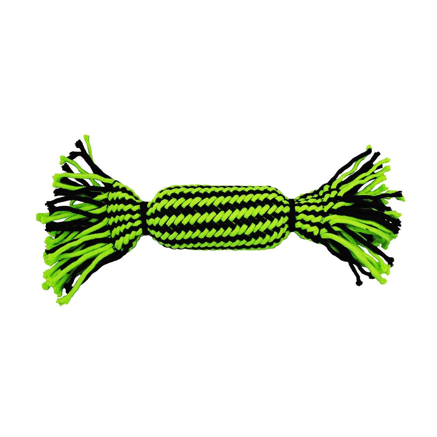 Jolly Pets Knot-N-Chew Tube Squeaker Rope Small/Medium Green/Black - Ormskirk Pets