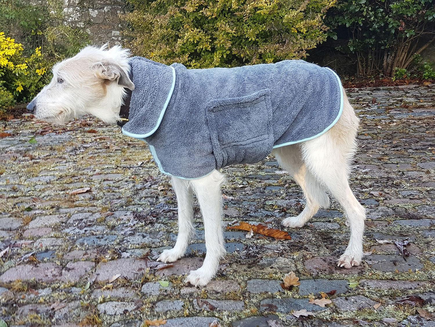 Henry Wag Drying Coat Small (40Cm) Grey/Blue - Ormskirk Pets