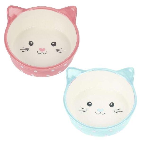 Happy Pet Polka Dot Cat Bowl - Blue and Pink - Ormskirk Pets