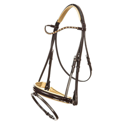 IMPERIAL RIDING SNAFFLE BRIDLE IRHDI LAYLA BROWN/GOLD - Ormskirk Pets