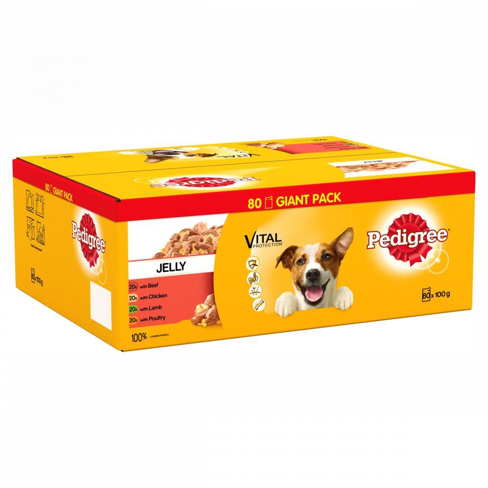 PEDIGREE Dog Pouches Mixed Selection in Jelly 80x100g Mega Pack 100g - Ormskirk Pets