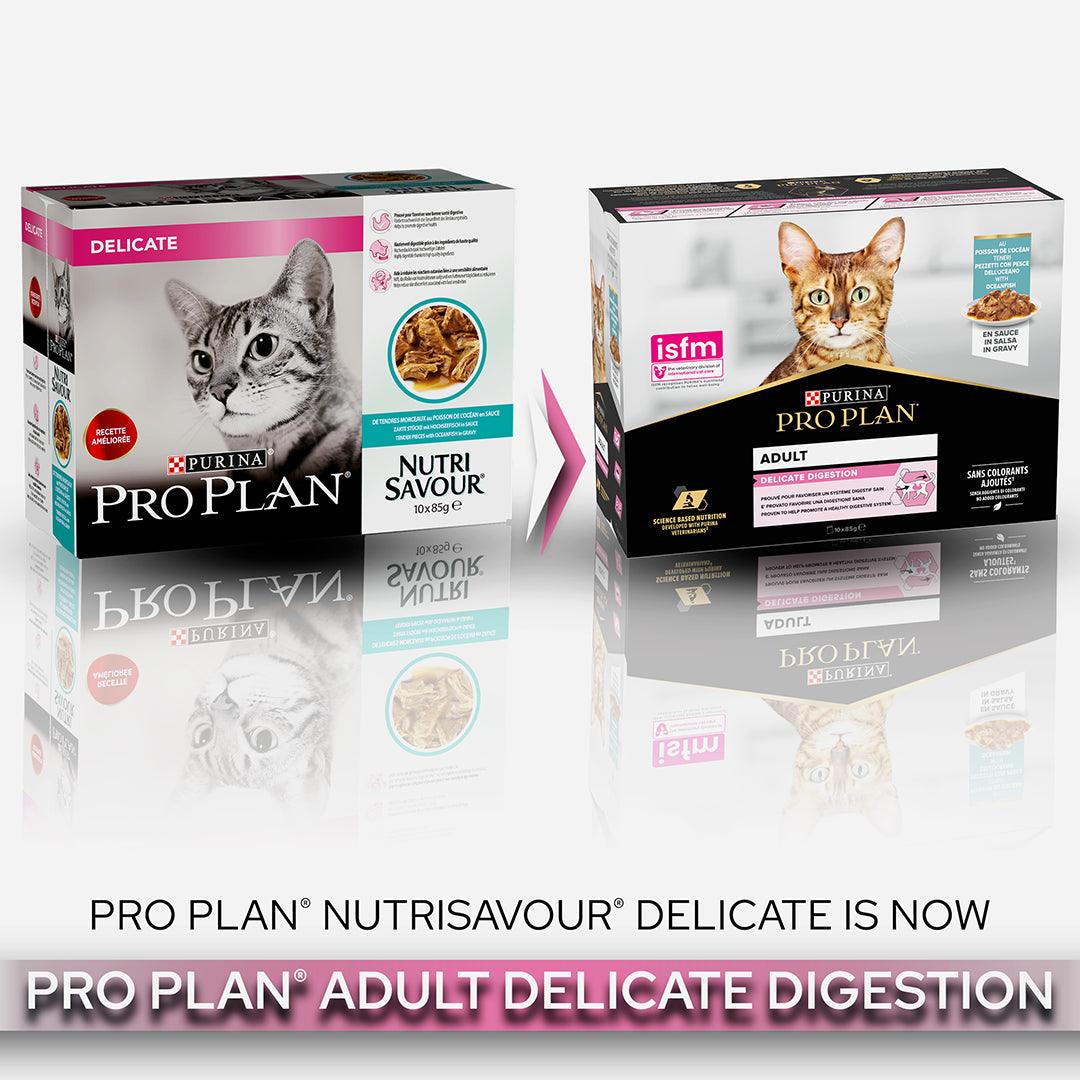 Pro Plan Cat Nutrisavour Adult Delicate Digestion With Ocean Fish In Gravy Wet Food Pouch 10X85G - Ormskirk Pets