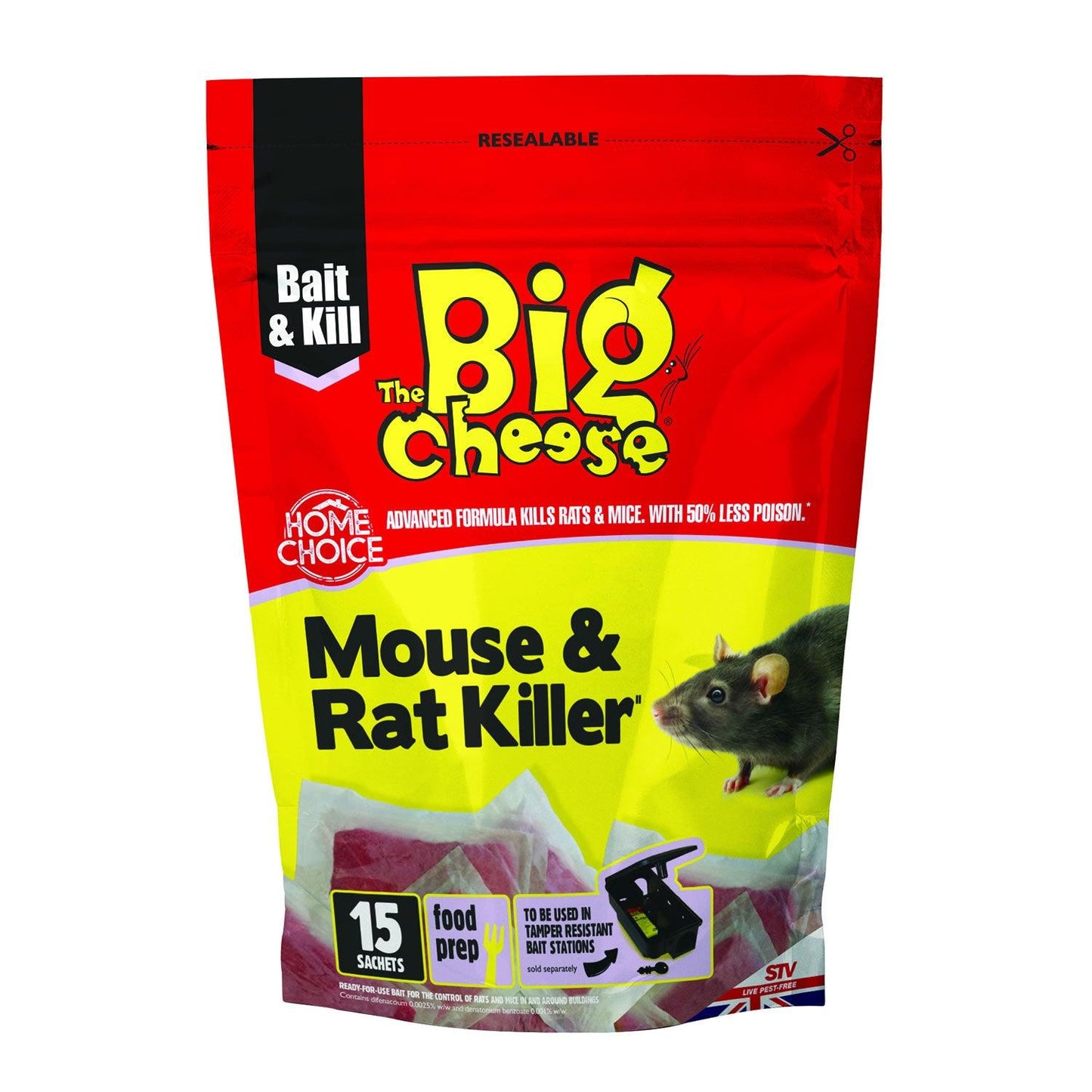 THE BIG CHEESE MOUSE & RAT KILLER PASTA BAIT - 15 SACHET - Ormskirk Pets