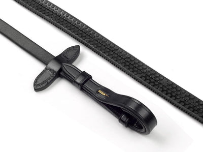 Whitaker Lynton 5/8" Rubber Reins With Dimpled Grip Black Pony - Ormskirk Pets