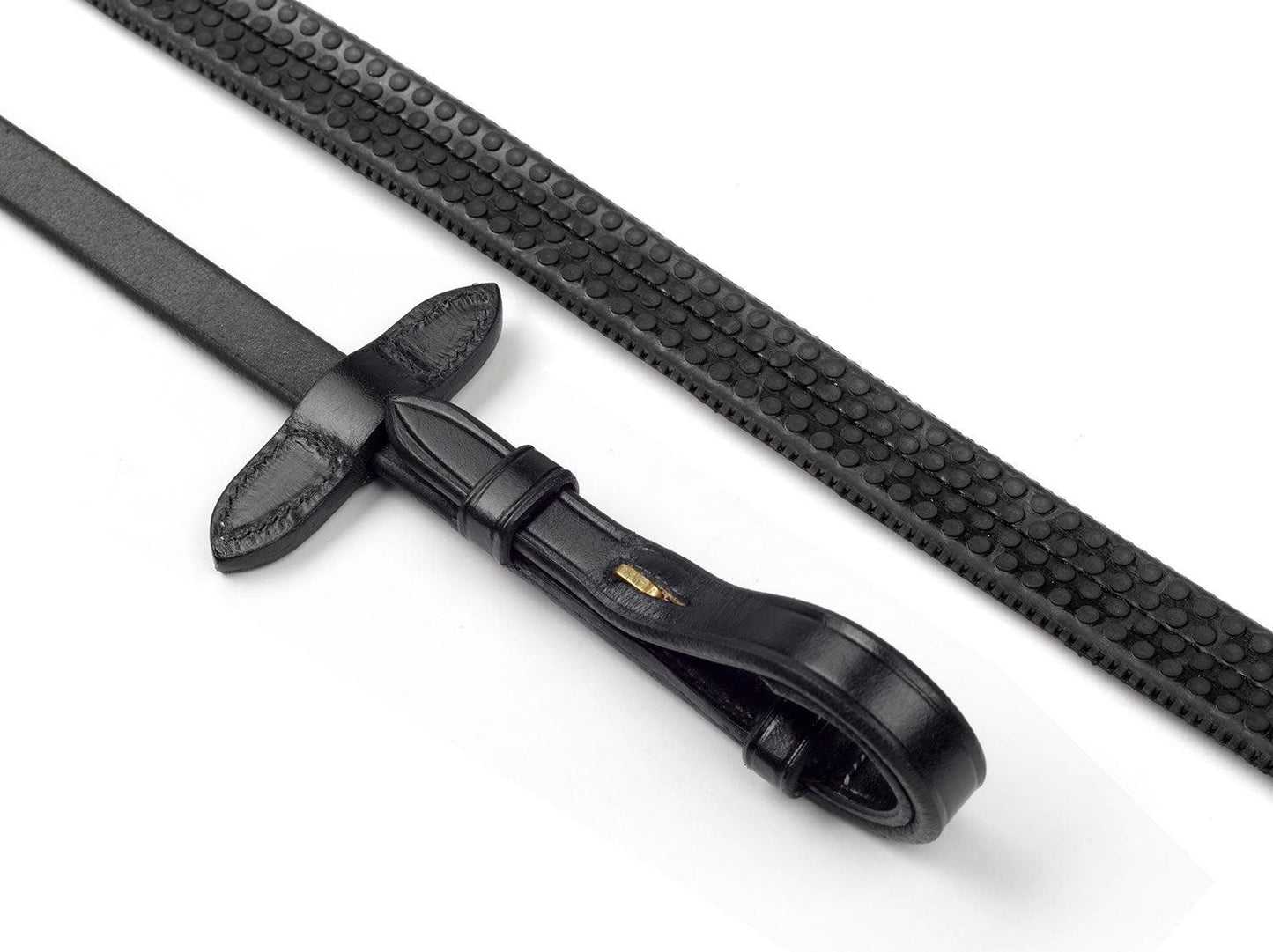 Whitaker Lynton 5/8" Rubber Reins With Dimpled Grip Black Cob - Ormskirk Pets