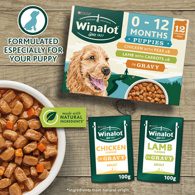 Winalot Perfect Portions Puppy Mixed Variety Chunks In Gravy (Chicken & Peas / Lamb & Carrot) 12X100G - Ormskirk Pets