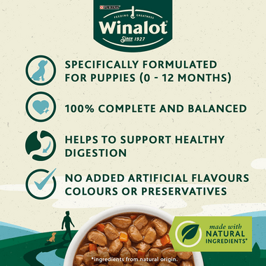 Winalot Perfect Portions Puppy Mixed Variety Chunks In Gravy (Chicken & Peas / Lamb & Carrot) 12X100G - Ormskirk Pets