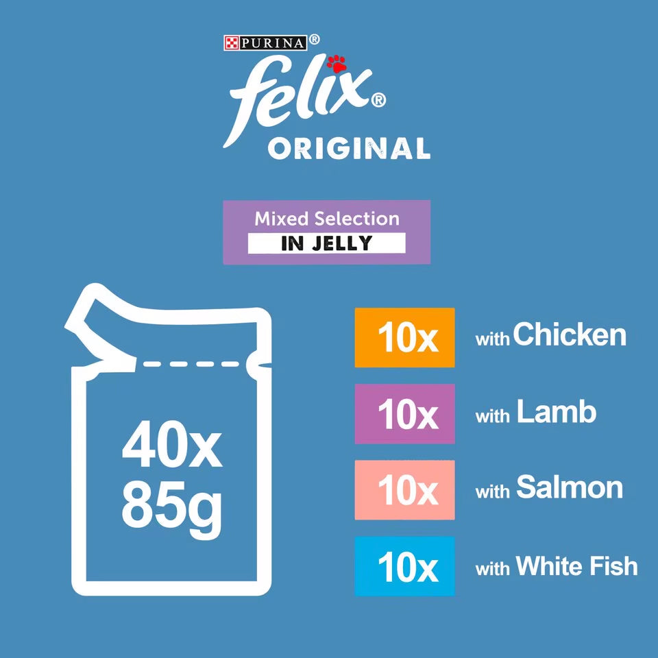 Felix Cat Food Senior Mixed Selection in Jelly 40x85g