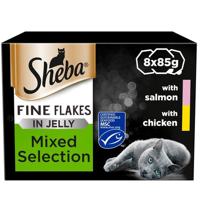 SHEBA FINE FLAKES MIXED SELECTION IN JELLY 8 x 85g - Ormskirk Pets