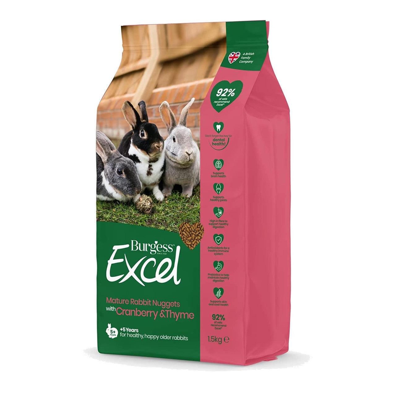 Burgess Excel Mature Rabbit Nuggets with Cranberry & Thyme 1.5KG - Ormskirk Pets