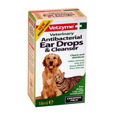 Vetzyme Pet Anti-bacterial Ear Drops & Cleanser 18ml - Ormskirk Pets