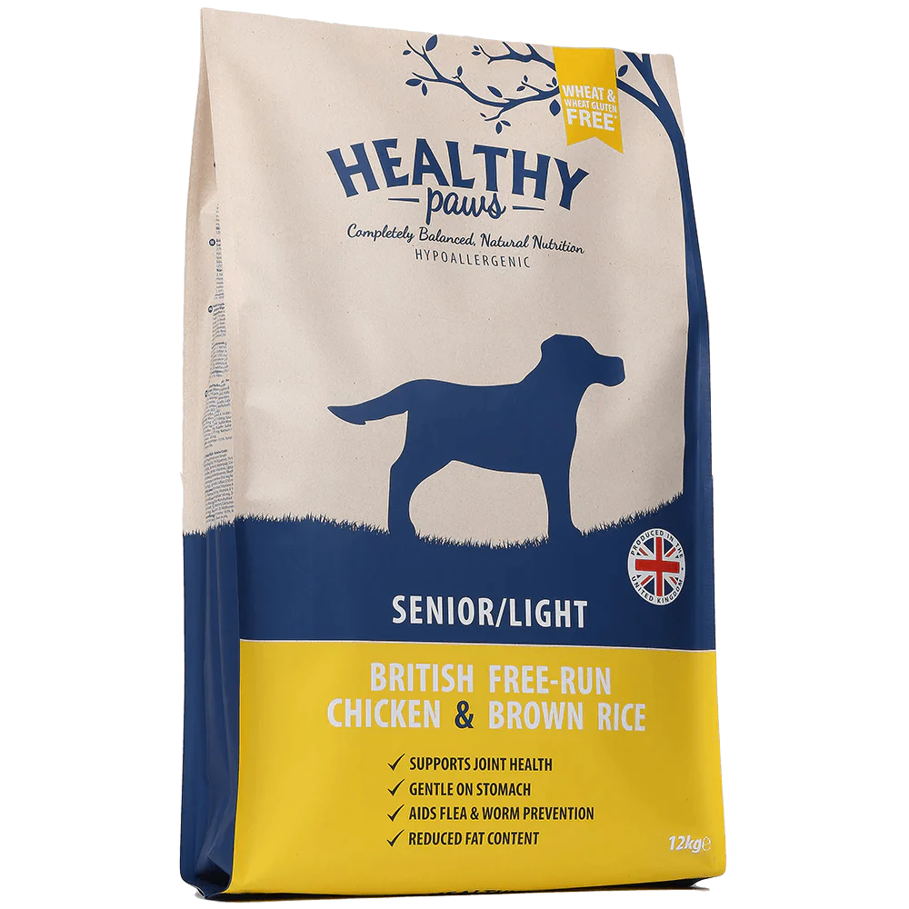 Healthy Paws British Free-Run Chicken & Brown Rice Senior/Light 12kg - Ormskirk Pets