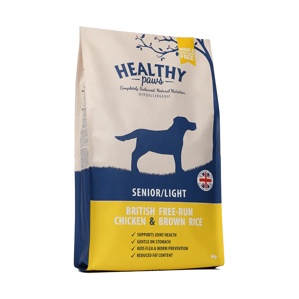 Healthy Paws British Free-Run Chicken & Brown Rice Senior/Light 6kg - Ormskirk Pets