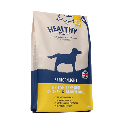 Healthy Paws British Free-Run Chicken & Brown Rice Senior/Light 6kg - Ormskirk Pets