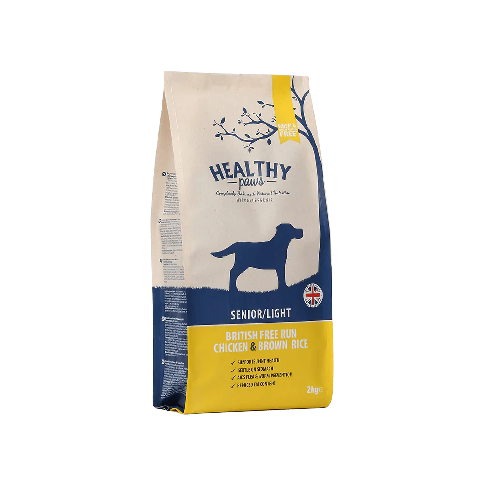 Healthy Paws British Free-Run Chicken & Brown Rice Senior/Light 2kg - Ormskirk Pets