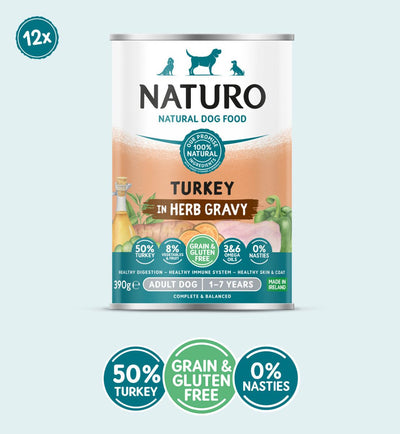 Naturo Adult Dog Grain & Gluten Free Turkey in a Herb Gravy 12pk, 390g