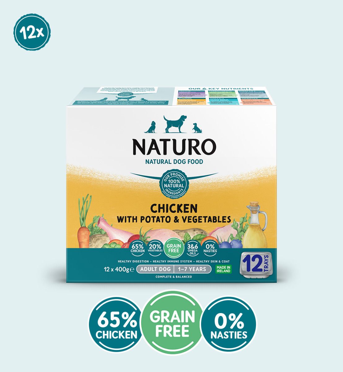 Naturo Adult Dog Grain Free Chicken & Potato with Vegetables 12pk, 400g