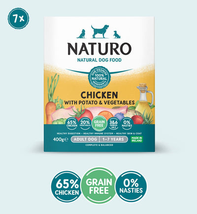 Naturo Adult Dog Grain Free Chicken with Potato and Vegetables 7pk, 400g