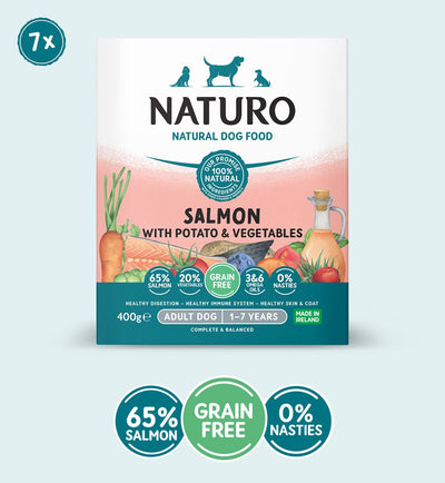 Naturo Adult Dog Grain Free Salmon with Potato and Vegetables 7pk, 400g