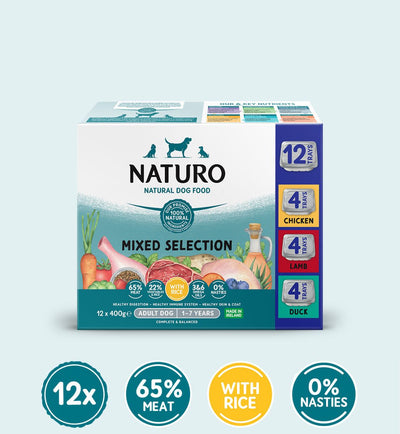 Naturo Adult Dog with Rice Mixed Selection Variety 12Pk, 400g