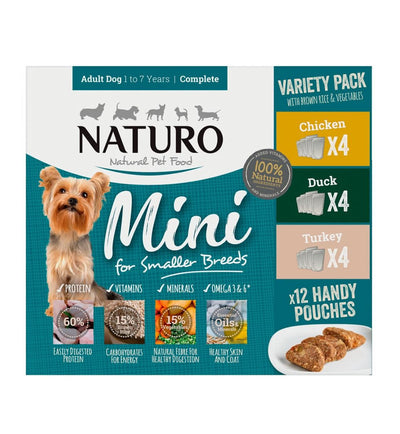 Naturo Adult Mini Dog with Rice Variety Pack Pouches 12pk, 150g