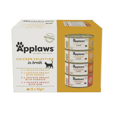 Applaws Cat Tin Chicken Selection in Broth 12 x 70g