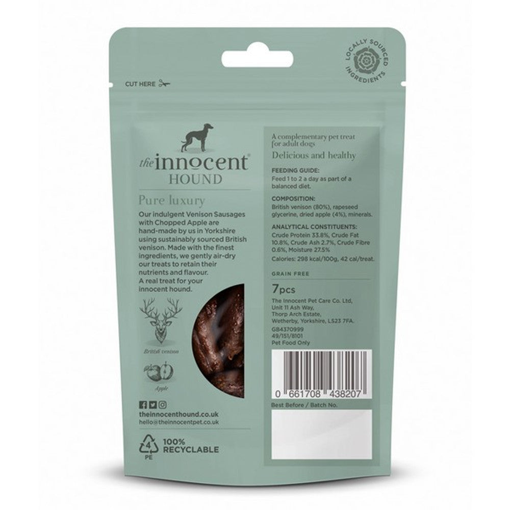 The Innocent Hound Venison Sausages with Chopped Apple 600g