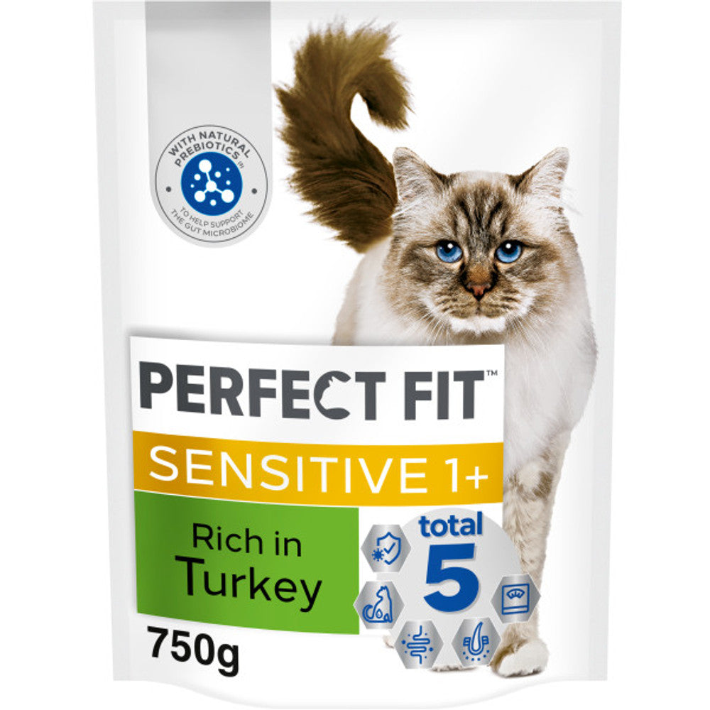 Perfect Fit Cat Complete Dry Sensitive 1+ Turkey 750g X 4