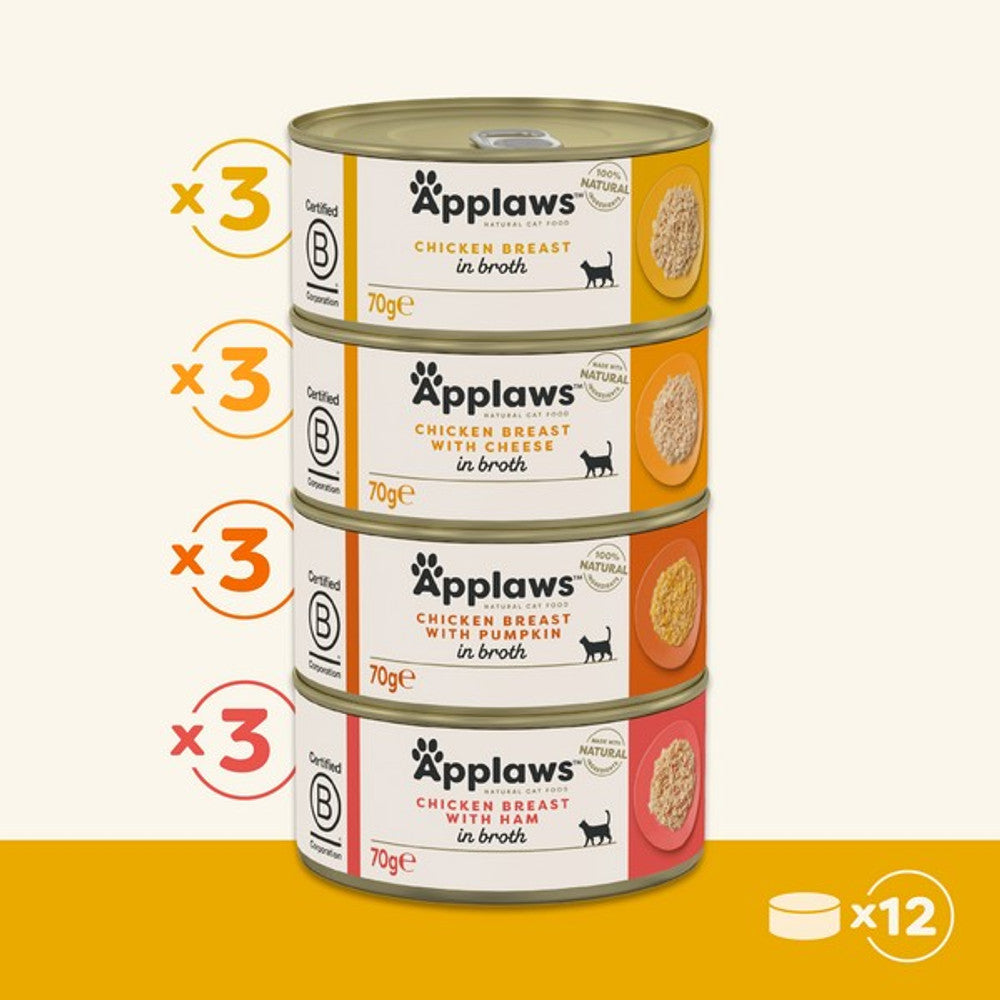 Applaws Cat Tin Chicken Selection in Broth 12 x 70g