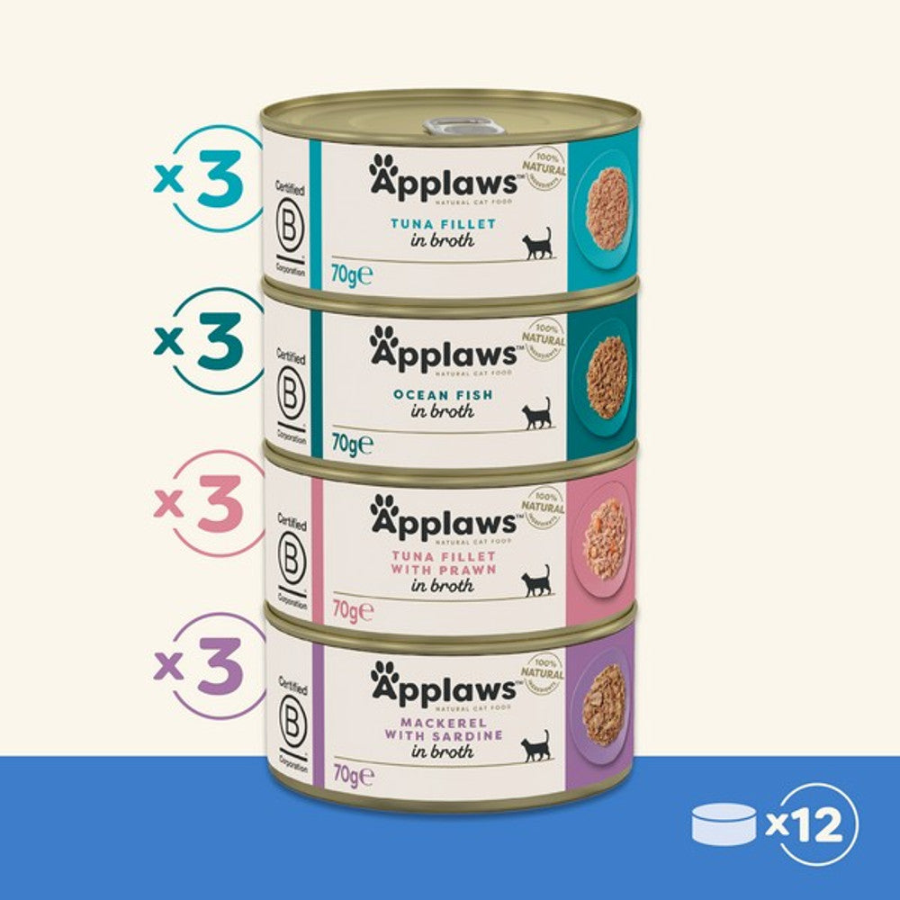 Applaws Cat Tin Fish Selection in Broth 12 x 70g