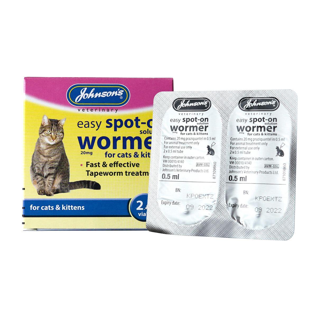 Johnson'S Spoton Wormer Cat 2 Treatments - Ormskirk Pets