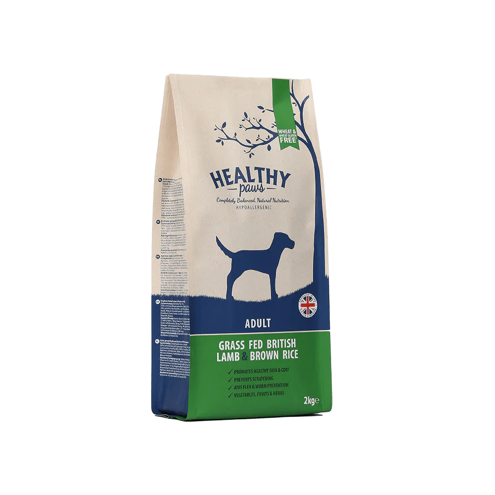 Healthy Paws Grass Fed British Lamb & Brown Rice Adult 2kg - Ormskirk Pets