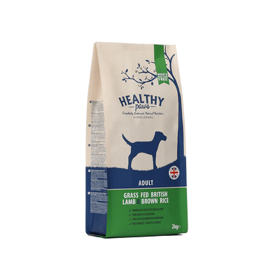 Healthy Paws Grass Fed British Lamb & Brown Rice Adult 2kg - Ormskirk Pets