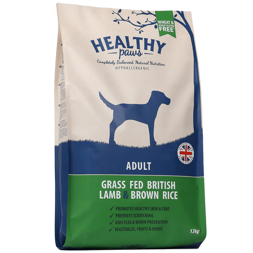 Healthy Paws Grass Fed British Lamb & Brown Rice Adult 12kg - Ormskirk Pets