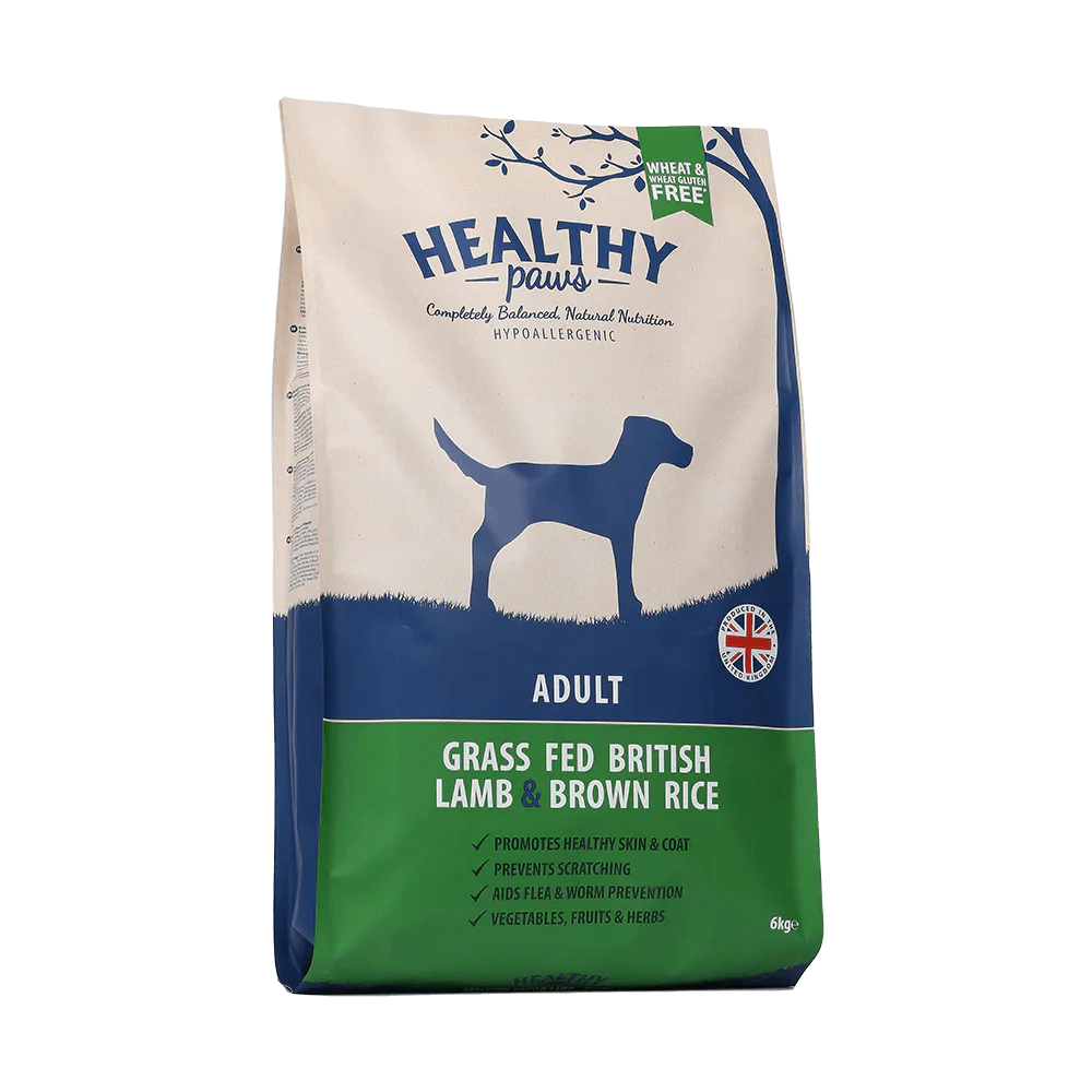 Healthy Paws Grass Fed British Lamb & Brown Rice Adult 6kg - Ormskirk Pets