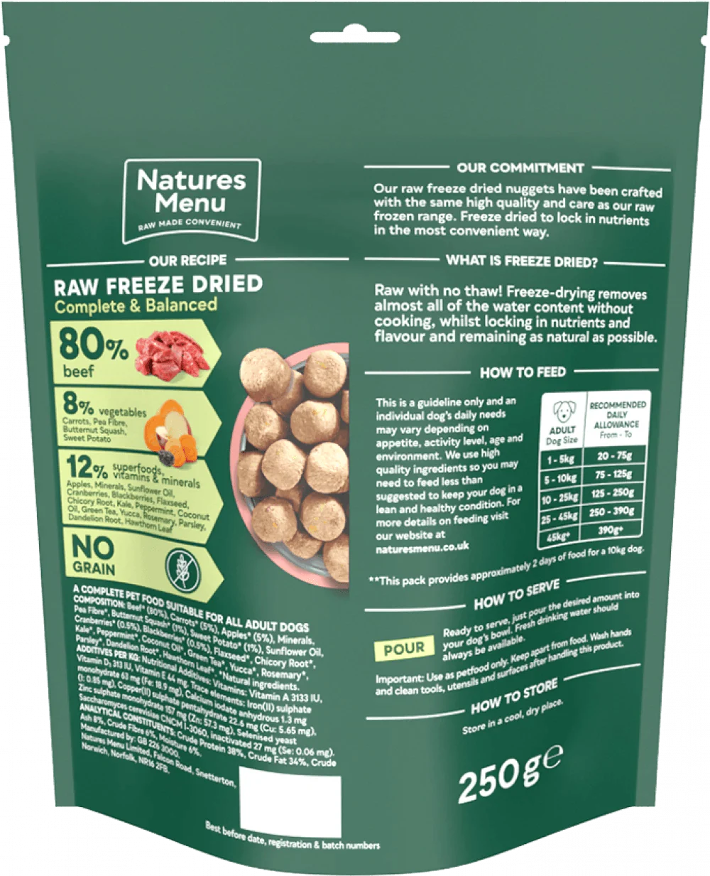 Natures Menu 80/20 BEEF Freeze Dried 250g - Ormskirk Pets